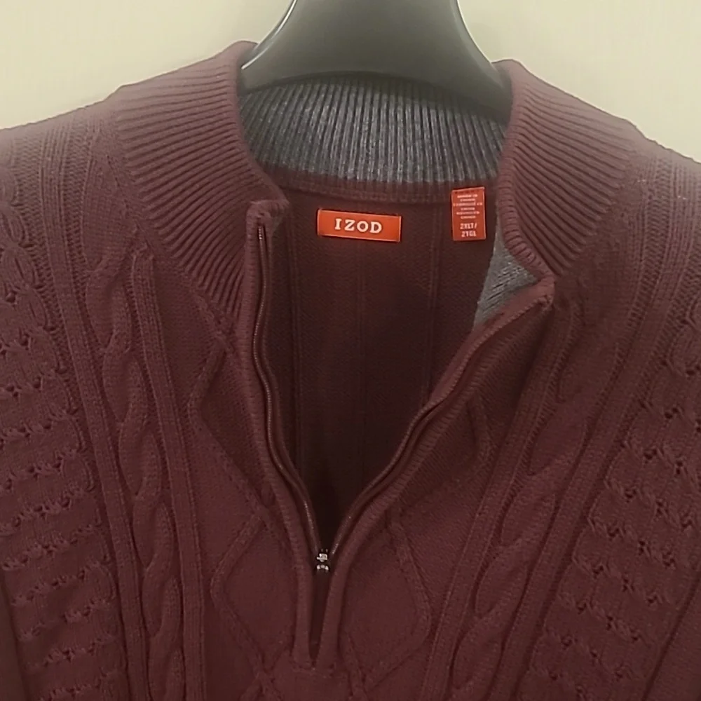 Izod Men's Thicken Zipper Pullover  Sweater